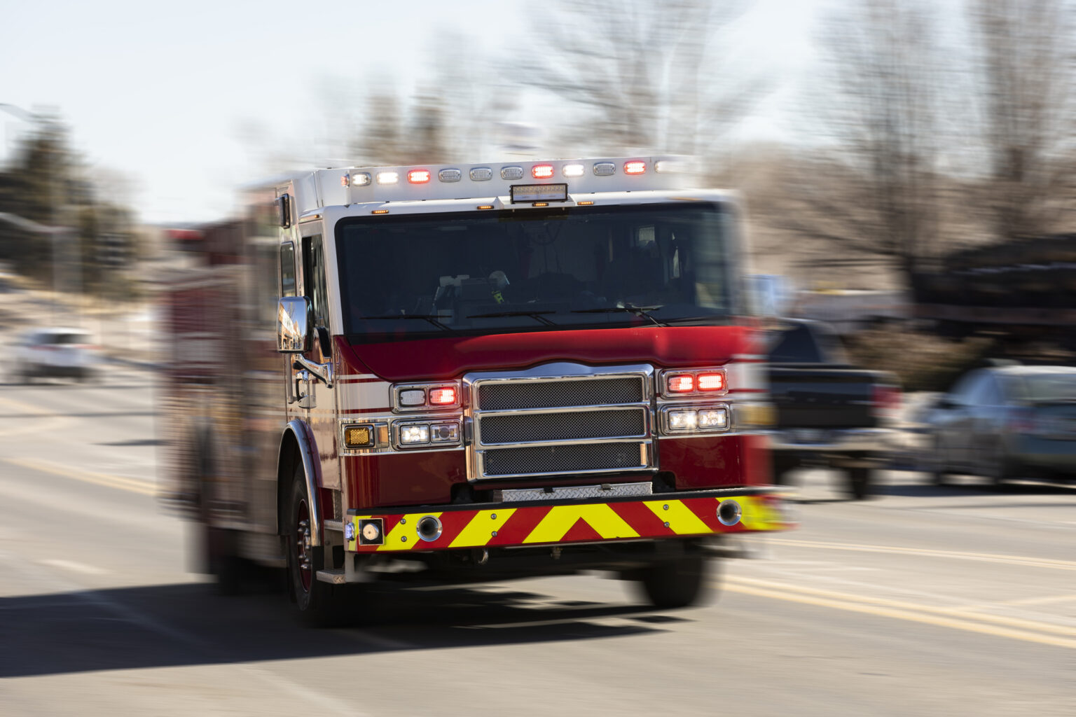 2 injured in 4-vehicle crash with fire truck in Santa Monica.